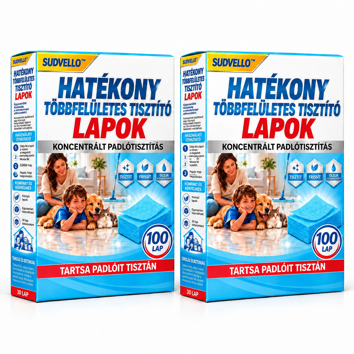 🔥SUDVELLO™ Hatékony, többféle felületen használható tisztítólapok – Makacs foltok, rátapadt szennyeződések és háziállatok vizeletszagának eltávolítására