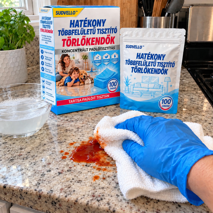 🔥SUDVELLO™ Hatékony, többféle felületen használható tisztítólapok – Makacs foltok, rátapadt szennyeződések és háziállatok vizeletszagának eltávolítására