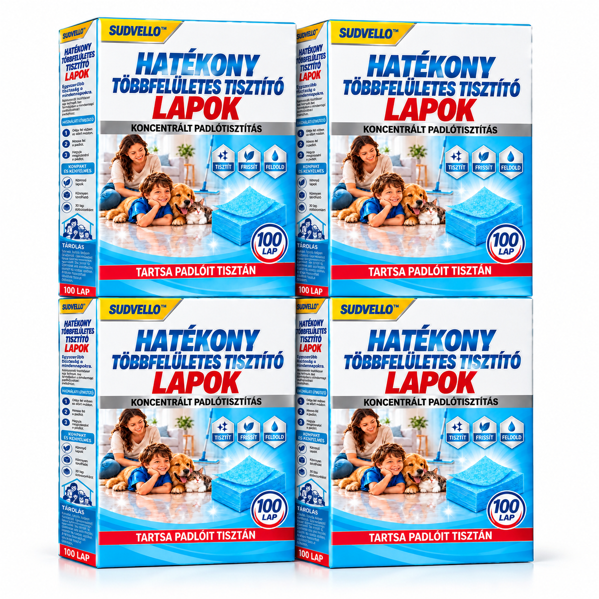 🔥SUDVELLO™ Hatékony, többféle felületen használható tisztítólapok – Makacs foltok, rátapadt szennyeződések és háziállatok vizeletszagának eltávolítására